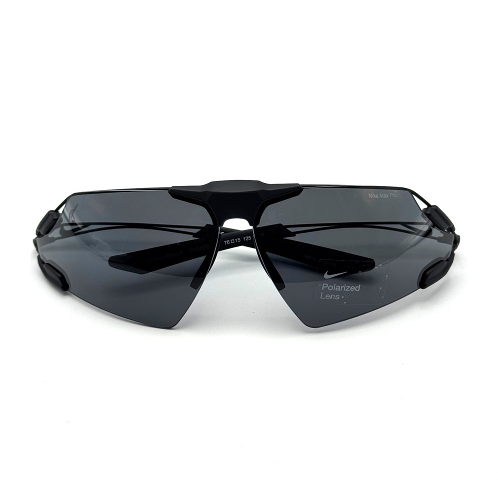 Nike Zeus Edge Sunglasses EV24032 010 Black Wrap Frame Gray Polarized Lens 76mm